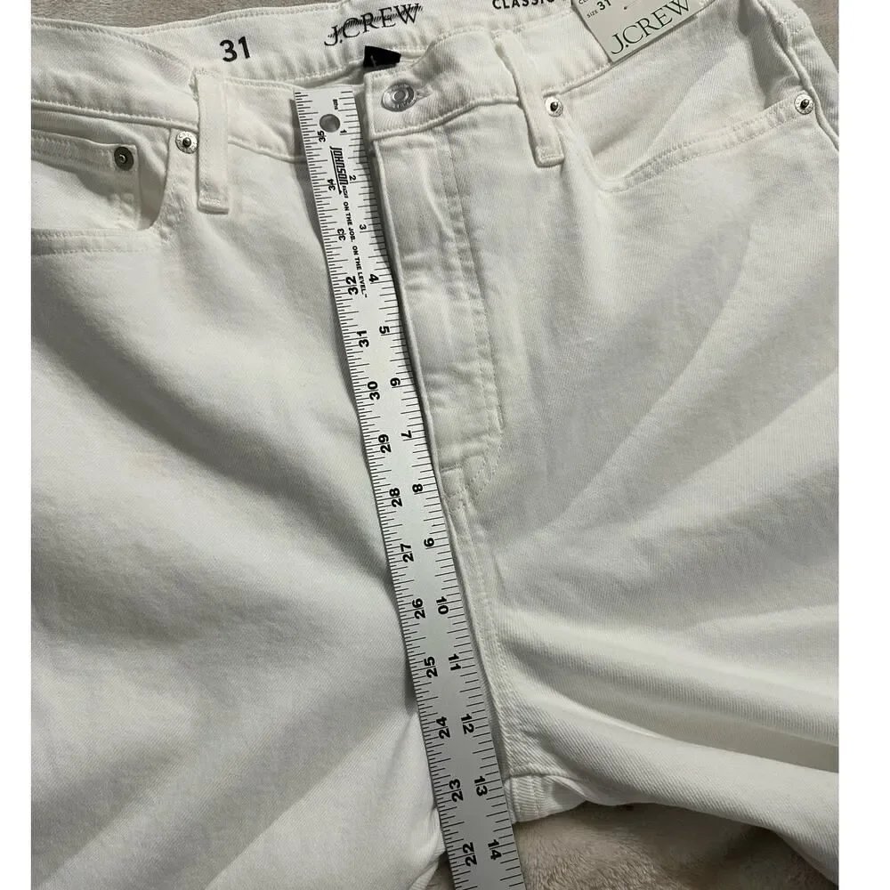 J.Crew Classic Straight Jeans Women's 31 White Slim High Rise Cotton Spandex NWT